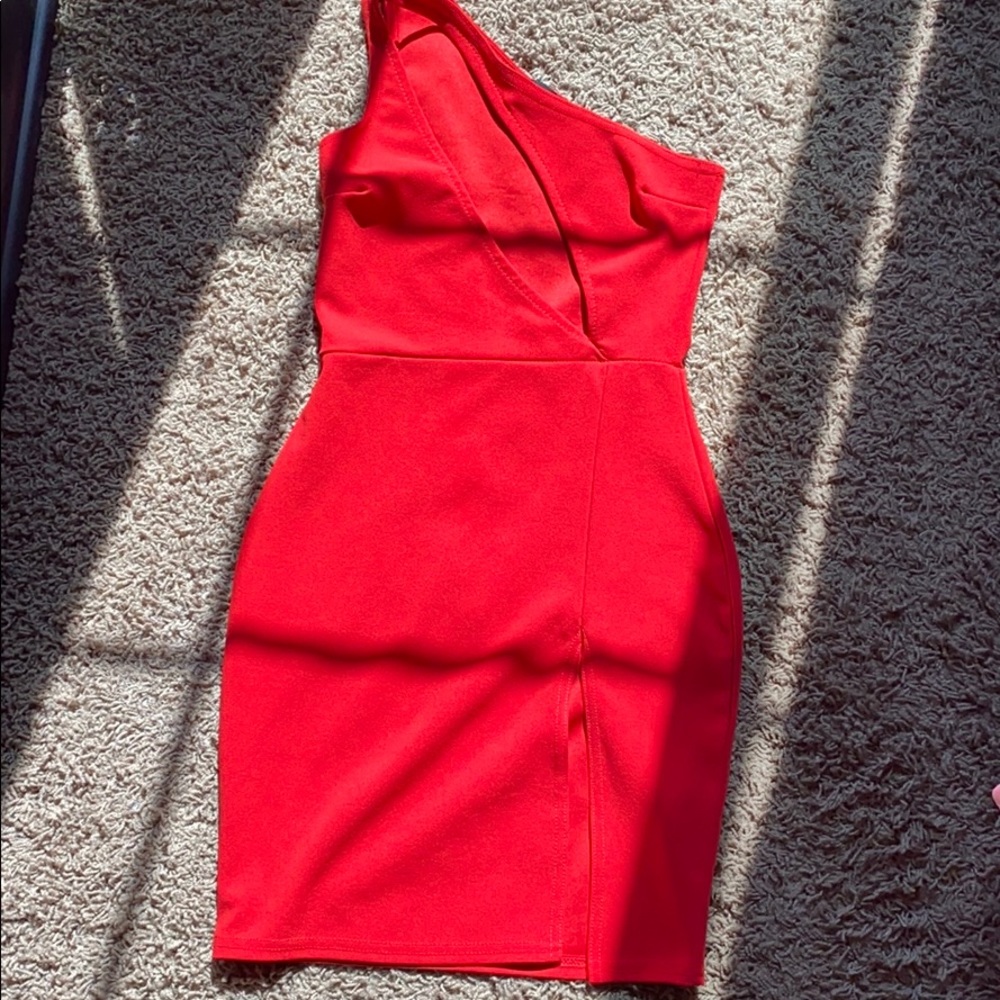 Red mini dress